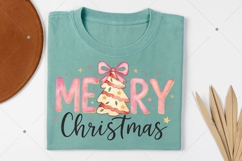 Merry Christmas PNG, Pink Preppy Christmas Color Tree Cake Product Image 3