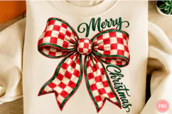 Merry Christmas Bow PNG, Christmas Coquette Sublimation PNG Product Image 1