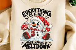 Everything Is Fine Christmas PNG | Meltdown Snowman Png Product Image 2