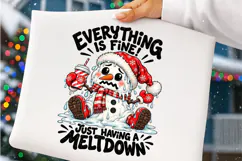 Everything Is Fine Christmas PNG | Meltdown Snowman Png Product Image 3