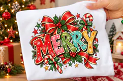 Merry Christmas Bow PNG, Colorful Holiday Shirt Design Product Image 2