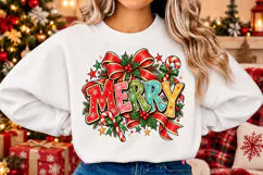 Merry Christmas Bow PNG, Colorful Holiday Shirt Design Product Image 3