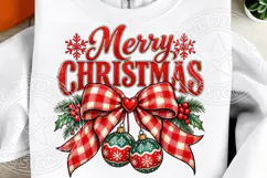 Merry Christmas Buffalo Plaid Bow PNG Product Image 1