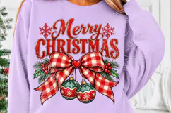 Merry Christmas Buffalo Plaid Bow PNG Product Image 5