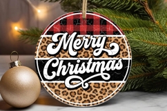 Merry Christmas Buffalo Plaid Leopard Ornament Product Image 1