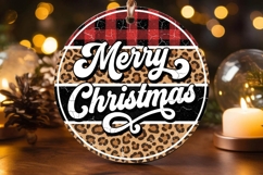 Merry Christmas Buffalo Plaid Leopard Ornament Product Image 2