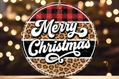 Merry Christmas Buffalo Plaid Leopard Ornament Product Image 3