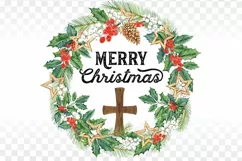 Christian Merry Christmas Sublimation png Farmhouse Sign Product Image 1