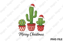 Merry Christmas Cactus Tree Xmas PNG Product Image 1