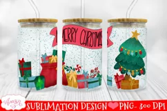Merry Christmas Can Glass Wrap PNG for Sublimation Product Image 1