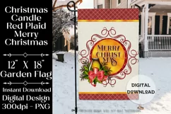 Holiday Candle 12x18 Red Plaid Merry Christmas Garden Flag Product Image 1