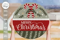 Merry Christmas SVG Door Hanger For Winter SVG Welcome Sign Product Image 1
