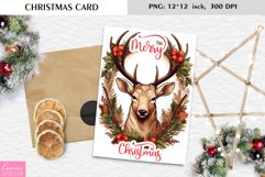 Vintage Reindeer|Merry Christmas Card Printable Design Product Image 1