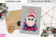 Cute Christmas Owl|Merry Christmas Card Printable Design Product Image 1