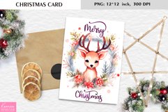 Watercolor Reindeer|Merry Christmas Card Printable Design Product Image 1