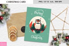 Cute Christmas Owl|Merry Christmas Card Printable Design Product Image 1