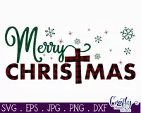 Merry Christmas Plaid Christian Christmas Farmhouse Sign Svg Product Image 2
