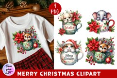 Watercolor Christmas Cute Animals clipart Product Image 1