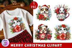 Watercolor Christmas Cute Animals clipart Product Image 1