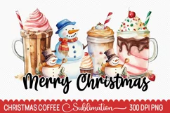 Merry Christmas coffee PNG, Snowmen, Christmas Sublimation Product Image 2