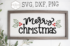 Merry Christmas Holly Berry Hand Lettering SVG DXF PNG File Product Image 3