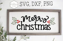 Merry Christmas Holly Berry Hand Lettering SVG DXF PNG File Product Image 3