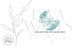 Merry Christmas With Snowflakes SVG | Farmhouse Round Design Product Image 4