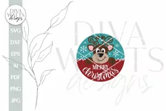 Merry Christmas SVG Reindeer Door Hanger SVG Cute Reindeer Product Image 2