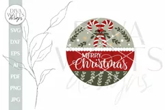 Merry Christmas SVG Door Hanger For Winter SVG Welcome Sign Product Image 2