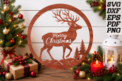 Merry Christmas Deer Wooden Sign SVG Product Image 1
