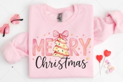 Merry Christmas PNG, Pink Preppy Christmas Color Tree Cake Product Image 4