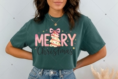 Merry Christmas PNG, Pink Preppy Christmas Color Tree Cake Product Image 5