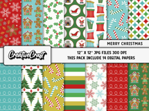 Christmas Digital Paper and Clipart png, illustration Product Image 2