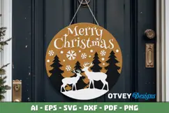 Merry Christmas Round Sign Door Hanger Lasercut Product Image 3