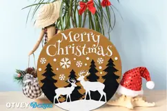 Merry Christmas Round Sign Door Hanger Lasercut Product Image 2