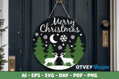 Merry Christmas Round Sign Door Hanger Lasercut Product Image 3