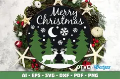 Merry Christmas Round Sign Door Hanger Lasercut Product Image 2