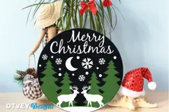 Merry Christmas Round Sign Door Hanger Lasercut Product Image 1