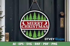 Merry Christmas Round Sign Door Hanger Lasercut Product Image 3
