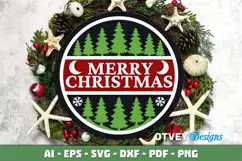 Merry Christmas Round Sign Door Hanger Lasercut Product Image 2