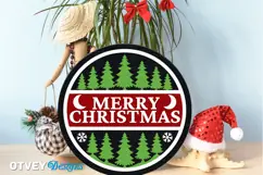 Merry Christmas Round Sign Door Hanger Lasercut Product Image 1