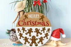 Merry Christmas Round Sign Door Hanger Lasercut Product Image 2