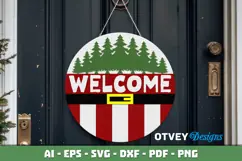 Merry Christmas Round Sign Door Hanger Lasercut Product Image 3