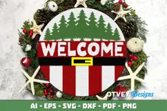 Merry Christmas Round Sign Door Hanger Lasercut Product Image 2