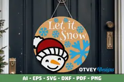 Merry Christmas Round Sign Door Hanger Lasercut Product Image 3