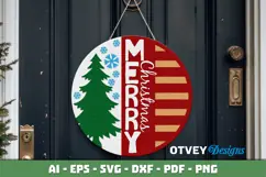 Merry Christmas Round Sign Door Hanger Lasercut Product Image 3