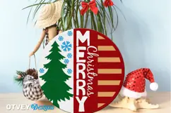 Merry Christmas Round Sign Door Hanger Lasercut Product Image 2
