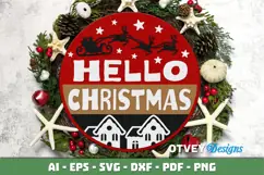 Merry Christmas Round Sign Door Hanger Lasercut Product Image 3