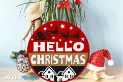 Merry Christmas Round Sign Door Hanger Lasercut Product Image 2