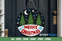 Merry Christmas Round Sign Door Hanger Lasercut Product Image 3